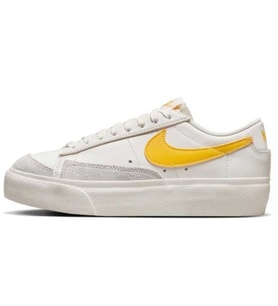 Nike Blazer Platform Leather Unisex Sneaker Hakiki Deri Beyaz-Sarı Günlük Spor Ayakkabı 3cm