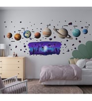 Uzay Temalı Çocuk Odası Duvar Sticker Seti  Astronot, Gezegenler & Asteroit (Karışık)