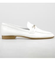 Toka Detaylı Loafer Kadın Ayakkabı Beyaz Deri