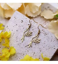 Kişiye Özel 925 Ayar Gümüş Minimal Sinek Kuşu Küpe (Gold)