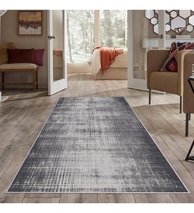 Gri Eskitme Desen Yıkanabilir Kaymaz Taban Leke Tutmaz Modern Salon Halısı ve Yolluk (Antrasit)