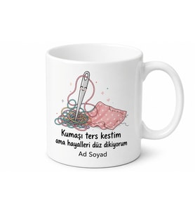 Dikiş Diken Kendi Kendine Öğrenenlere Kumaş Kesim Hatası Pratik Kupa Hediye