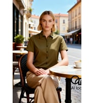 Kadın Bluz Crop Polo Yaka Kısa Kol Düğmeli Fitted Penye Süprem Örme Düz Fonksiyonel
