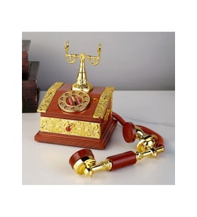 Nostaljik Telefon Müzik Kutusu Çekmeceli Takı Kutusu (Kahverengi)