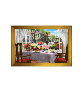 Manzara Temalı Kanvas Tablo 80 x 110 cm Gold Çerçeve