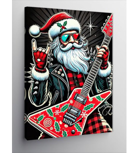 Kanvas Tablo Rock Yapan Noel Baba