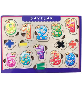 Farbu Oyuncak Ahşap Bultak Puzzle 15 Parça Arka Yüzü Yazı Tahtalı Yapboz Dört İşlem Sayılar