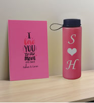 BK Gift Sevgiliye Özel İsimli Pembe Defter ve Fuşya Cam Matara Hediye Seti-7, Sevgiliye Hediye, Sevgililer Günü, Yeni İş Hediyesi
