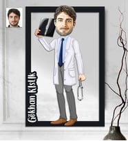 Kişiye Özel 3D  Ahşap Tablo Doktor Erkek 30x40 -2