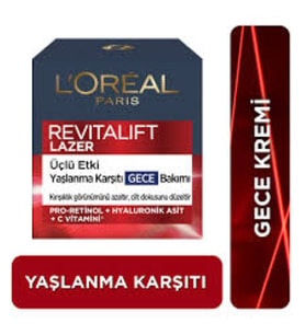 L'Oreal Paris Revitalift Lazer Yoğun Yaşlanma Karşıtı Nemlendirici Gece Yüz Bakım Kremi 50ml