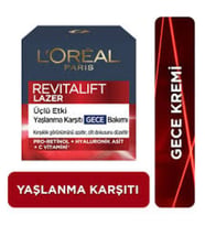 L'Oreal Paris Revitalift Lazer Yoğun Yaşlanma Karşıtı Nemlendirici Gece Yüz Bakım Kremi 50ml