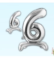 6 Rakam Ayaklı Folyo Balon, 65 cm - Gümüş (STD)