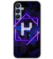 Galaxy A55 Kılıf HD Desen Baskılı Kılıf - Dark Neon Yaprak H Harfi