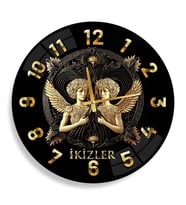 İkizler Burcu Cam Saat - 40 cm