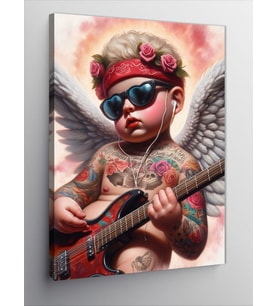Kanvas Tablo Gitar Çalan Dövmeli Çocuk