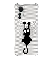Xiaomi Mi 12 Lite Uyumlu Köşe Korumalı Antişok Kapak Çizgi Kedi (Beyaz) Tasarımlı Şeffaf Kılıf