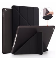 iPad 2 3 4 Kılıf Trifolding Arkası Silikon Smart A1395 A1396 A1397 A1416 A1430 A (Siyah)