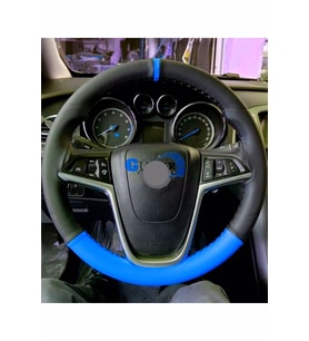 Opel Corsa C Uyumludur Direksiyon Kılıfı Dikmeli Iki Renkli Yüzüklü Mavi-siyah