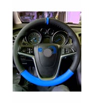 Opel Corsa C Uyumludur Direksiyon Kılıfı Dikmeli Iki Renkli Yüzüklü Mavi-siyah