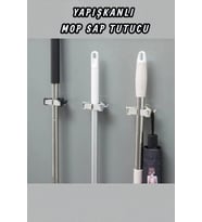 Pratik Yapışkanlı Mop Fırçası Tutucu, Duvar Askısı, Güçlü Tutuş