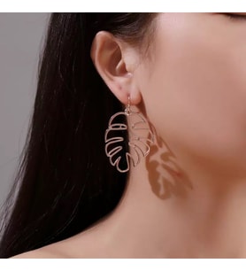 Kişiye Özel 925 Ayar Gümüş Yaprak Küpe (Rose)