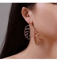 Kişiye Özel 925 Ayar Gümüş Yaprak Küpe (Rose)