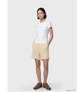 LCW Petite Bej Beli Lastikli Soft Touch Kadın Şort