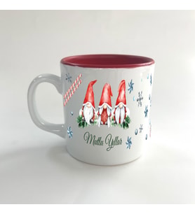 Mutlu Yıllar 3 Noel Baba Baskılı Kırmızı Multi Yılbaşı Kupası