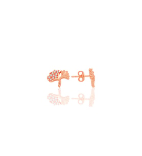 Gümüş rose zirkon taşlı birleşik yaprak küpe SGTL12767ROSE