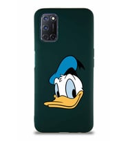 Oppo A52 Soft Premier Kapak Donald Duck-B Tasarımlı Silikon Kılıf - Yeşil (Şeffaf)
