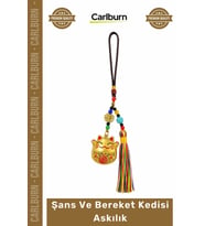 #Askılık Maneki Neko Altın Renk Püsküllü Dekoratif Araba Dikiz Aynası Şans Bereket Kedisi Askılık