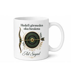 Okçuya Hediye Tam Onikiden İsabet Yay Germe Hedefi Vuranlara Özel Baskılı Kupa Bardak