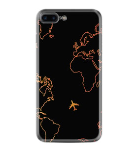Apple iPhone 6 6S Plus Kılıf Silikon Desen Özel Seri Harita ve Uçak 1777