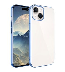 iPhone 15 Kılıf Sert PC Renkli Çerçeveli Riksos Kılıf (Buz Mavisi)