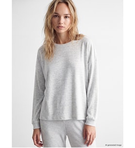 LCW DREAM Gri Bisiklet Yaka Fitilli Kadın Pijama Takım