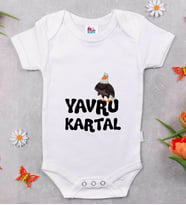 BK Kids Yavru Kartal Tasarımlı Beyaz Bebek Body Zıbın-1
