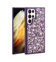 Galaxy S23 Ultra Kılıf Parlak Taşlı Tasarım Zore Linea Kılıf (Mor)
