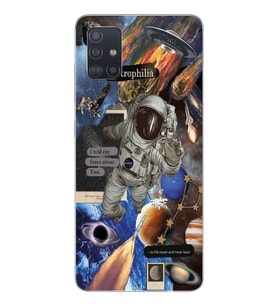 Samsung Galaxy A51 Uyumlu Astrophilia Uzay Kolaj Tasarımlı Şeffaf Telefon Kılıfı
