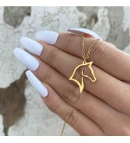 Kişiye Özel 925 Ayar Gümüş At Kolye (Gold)