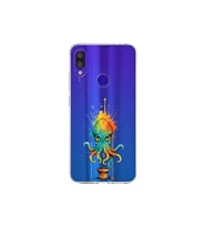 Redmi Note 7 Pro ile uyumlu Splash ahtapot tasarımlı şeffaf silikon kılıf