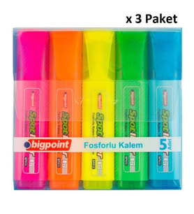 Bigpoint Fosforlu Kalem 5'li Set x 3 Paket