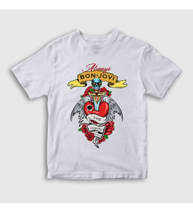 Presmono Unisex Çocuk Beyaz Always Bon Jovi T-Shirt 20052tt