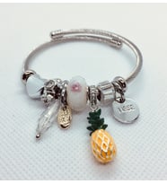 Ananas Charmlı Pandora Model Kadın Şık Gümüş Renk Bileklik