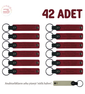 Marka Değerini Yansıtacak Tanıtım Hediyesi 42'li Set, İsim Yazılabilir Anahtarlık, Kırmızı & S Kahve