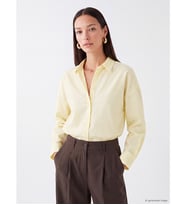 LC WAIKIKI Sarı Çizgili Poplin Kadın Gömlek