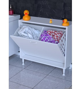 Eliusta Sare 75 cm Beyaz Sepetli Banyo Dolabı,Mutfak Dolabı 75x75x32,5 cm Oyuncak Sepeti Çok Amaçlı Dolap