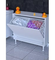 Eliusta Sare 75 cm Beyaz Sepetli Banyo Dolabı,Mutfak Dolabı 75x75x32,5 cm Oyuncak Sepeti Çok Amaçlı Dolap