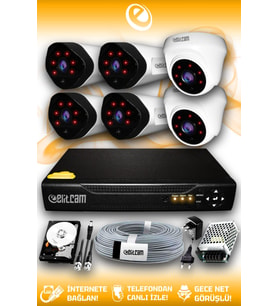 ELITCAM 6 Kameralı Uzay 2 İç Kamera Set 320 GB HDD Full HD Gece Görüşlü Güvenlik Kamerası Sistemi