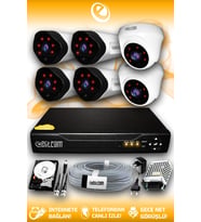 ELITCAM 6 Kameralı Uzay 2 İç Kamera Set 320 GB HDD Full HD Gece Görüşlü Güvenlik Kamerası Sistemi