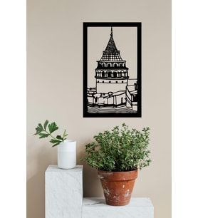 Duvar Dekorasyon Ürünleri Galata Tower Dekoru (Düz Siyah)